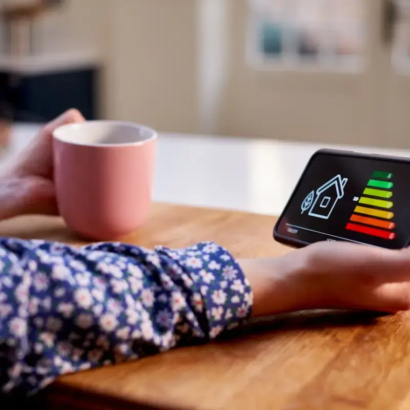 Woman monitoring her electricity usage on her phone